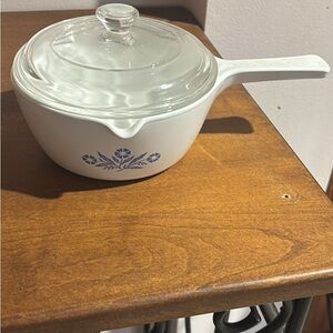 CorningWare White and Blue Floral Cookware with Lid
